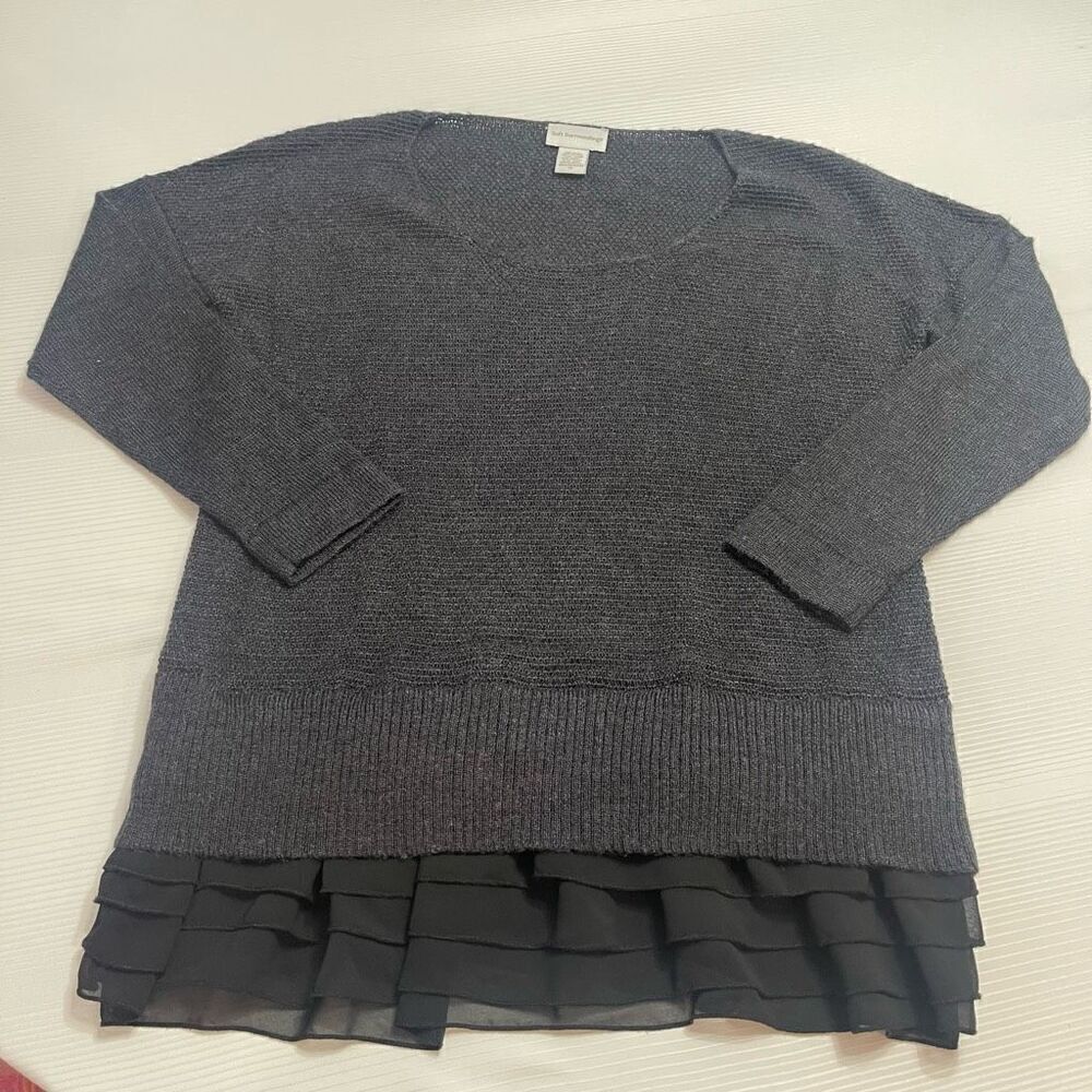 Soft Surroundings Sweater Small Wool Provence Ruffle Hem Layered Tunic Size PM